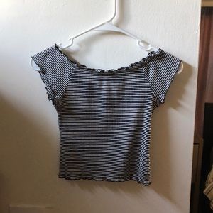 Off the shoulder black and white top